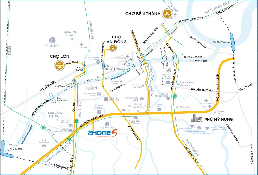 ehomes nam sai gon vi tri