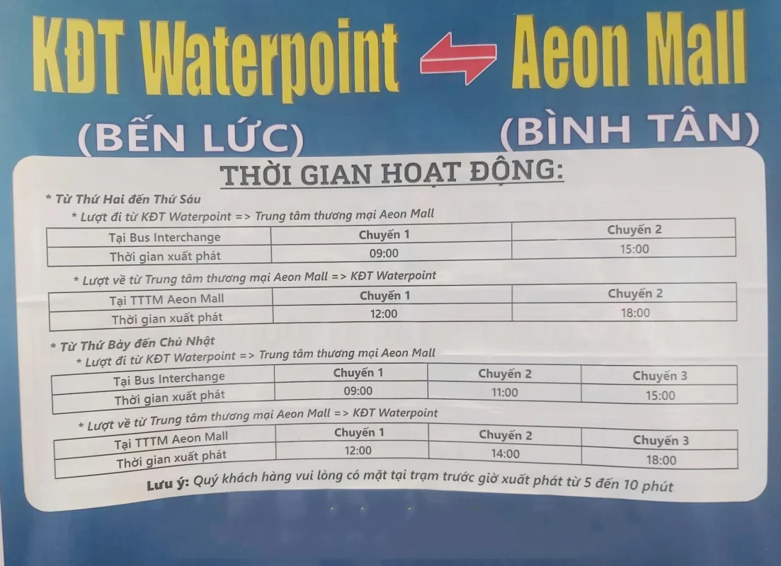 Hướng dẫn trải nghiệm tuyến xe bus Waterpoint - Aeon Mall Bình Tân 1 xe bus waterpoint binh tan 01